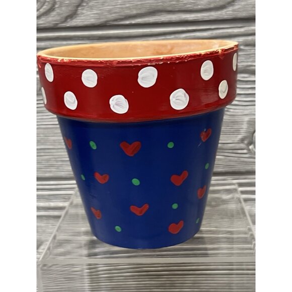 Santa Claus Flower Pot Handpainted Terra Cotta Christmas Holiday 4.25” - Picture 3 of 6